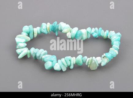 Amazonite sliver necklace on a gray background Stock Photo
