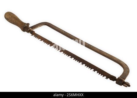 Old rusty handsaw cropped on white background Stock Photo