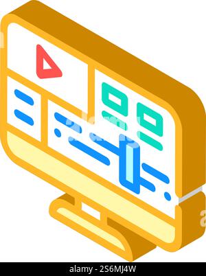 video processing software isometric icon vector. video processing software sign. isolated symbol illustration. video processing software isometric icon vector illustration Stock Vector