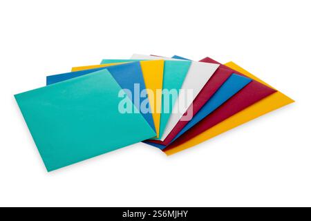 Colorful envelopes cropped on white background Stock Photo