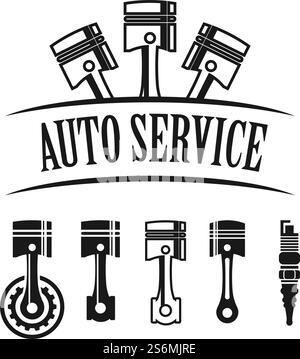 Piston auto service logo vector flat design Stock Vector