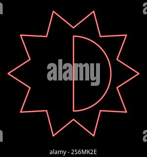 Neon brightness and contrast setting red color vector illustration flat style light image. Neon brightness and contrast setting red color vector illustration flat style image Stock Vector