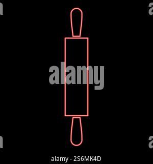 Neon rolling pin red color vector illustration flat style light image. Neon rolling pin red color vector illustration flat style image Stock Vector
