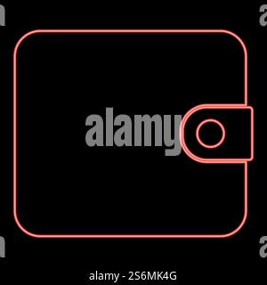 Neon change purse red color vector illustration flat style light image. Neon change purse red color vector illustration flat style image Stock Vector