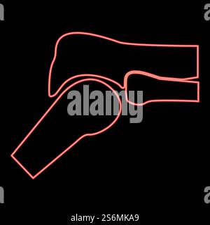 Neon knee joint red color vector illustration flat style light image. Neon knee joint red color vector illustration flat style image Stock Vector