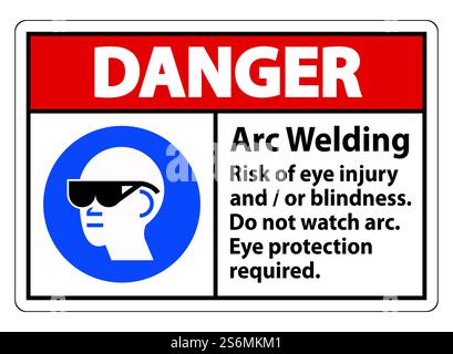 Danger Sign Arc Welding Risk Of Eye Injury And/Or Blindness, Do Not ...