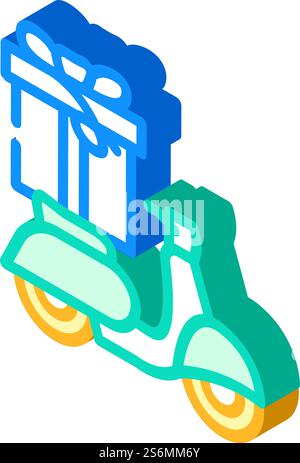 scooter gift isometric icon vector. scooter gift sign. isolated symbol illustration. scooter gift isometric icon vector illustration Stock Vector