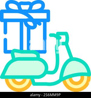 scooter gift color icon vector. scooter gift sign. isolated symbol illustration. scooter gift color icon vector illustration Stock Vector