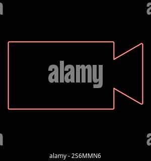 Neon video camera red color vector illustration flat style light image. Neon video camera red color vector illustration flat style image Stock Vector