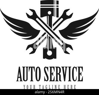Piston auto service logo vector flat design Stock Vector