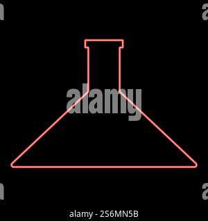 Neon flask red color vector illustration flat style light image. Neon flask red color vector illustration flat style image Stock Vector