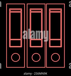Neon folders red color vector illustration flat style light image. Neon folders red color vector illustration flat style image Stock Vector