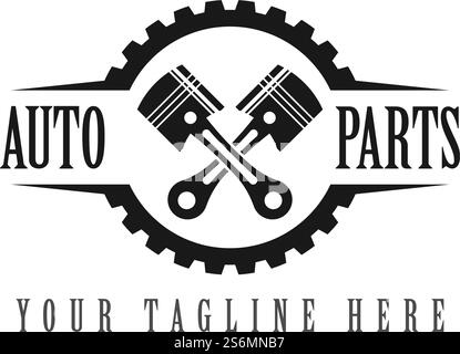 Piston auto service logo vector flat design Stock Vector