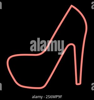 Neon woman shoes red color vector illustration flat style light image. Neon woman shoes red color vector illustration flat style image Stock Vector