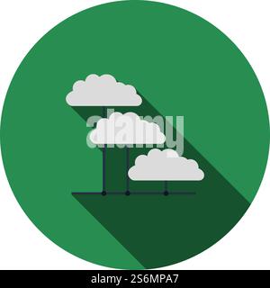 Cloud Network Icon. Flat Circle Stencil Design With Long Shadow. Vector Illustration. Stock Vector
