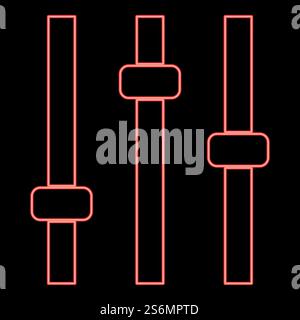 Neon control panel red color vector illustration flat style light image. Neon control panel red color vector illustration flat style image Stock Vector