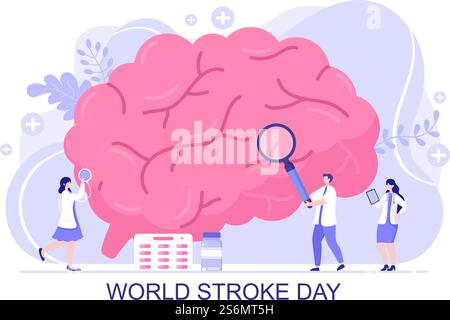 World Stroke Day Vector illustration Commemorated Every October 29 with a Flat Design Style Brain Image and Maintain Health for Background, Poster, Brochure Stock Vector