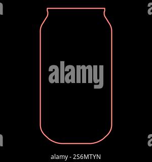 Neon aluminium can red color vector illustration flat style light image. Neon aluminium can red color vector illustration flat style image Stock Vector