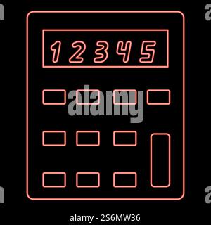 Neon calculator red color vector illustration flat style light image. Neon calculator red color vector illustration flat style image Stock Vector
