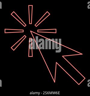 Neon mouse click red color vector illustration flat style light image. Neon mouse click red color vector illustration flat style image Stock Vector