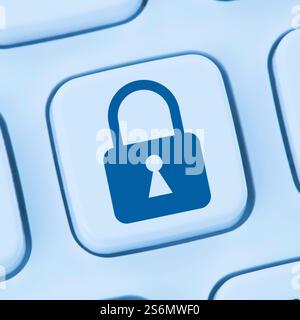computer security internet lock icon online safe surfing blue web keyboard Stock Photo