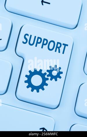 Support Service Help Internet online Computer blue web Keyboard Stock Photo