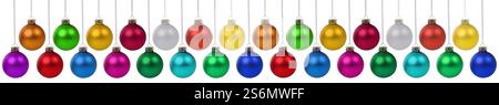 Christmas baubles Christmas banner many Christmas baubles decoration hanging cropped isolated Stock Photo