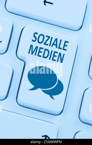 social media social network friendship contacts internet computer online blue web icon Stock Photo