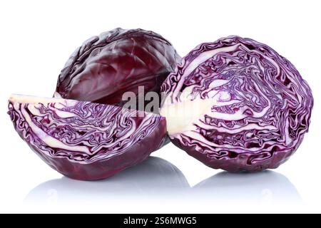 red cabbage red cabbage cabbage freshly cut vegetables cropped cropped isolated in front of a white background Stock Photo