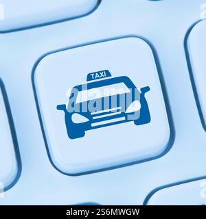 Book cab online order internet blue computer web keyboard Stock Photo