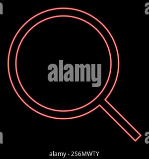 Neon magnifying glass or loupe red color vector illustration flat style light image. Neon magnifying glass or loupe red color vector illustration flat style image Stock Vector