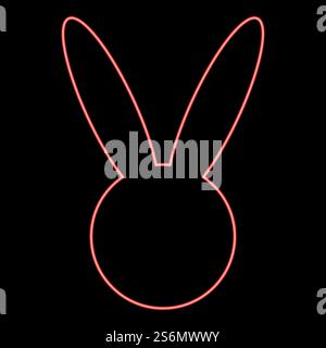Neon hare or rabbit head red color vector illustration flat style light image. Neon hare or rabbit head red color vector illustration flat style image Stock Vector