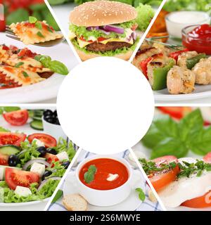 collection collage food dishes restaurant food menu card set Stock Photo