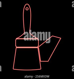 Neon paint brush red color vector illustration flat style light image. Neon paint brush red color vector illustration flat style image Stock Vector