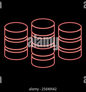 Neon coins or fish stack red color vector illustration flat style light image. Neon coins or fish stack red color vector illustration flat style image Stock Vector