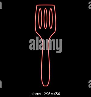 Neon kitchen spatula red color vector illustration flat style light image. Neon kitchen spatula red color vector illustration flat style image Stock Vector