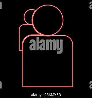 Neon people or two avatar red color vector illustration flat style light image. Neon people or two avatar red color vector illustration flat style image Stock Vector