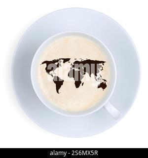 Coffee in cup world earth, clipping Stock Photo