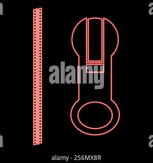 Neon zipper red color vector illustration flat style light image. Neon zipper red color vector illustration flat style image Stock Vector