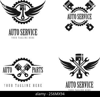 Piston auto service logo vector flat design Stock Vector
