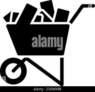 Icon Of Construction Cart. Black Stencil Design. Vector Illustration. Stock Vector