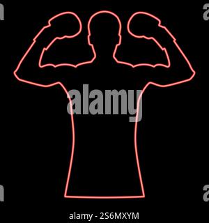 Neon boxer red color vector illustration flat style light image. Neon boxer red color vector illustration flat style image Stock Vector