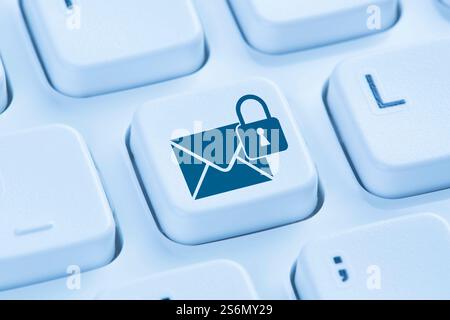 Send encrypted secure email Internet Icon blue Computer Keyboard Stock Photo