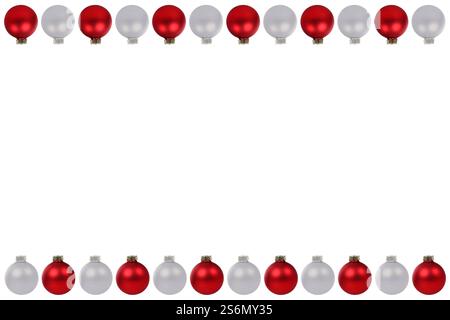Christmas baubles Christmas red silver text free space Copyspace cropped isolated in front of a white background Stock Photo