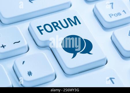 Forum Communication Community Internet Blog Media Press button Icon blue Computer Keyboard Stock Photo
