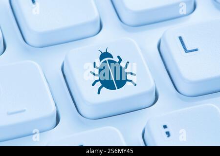 Computer Virus Trojan Security on the Internet Icon Surfing blue Keyboard Stock Photo