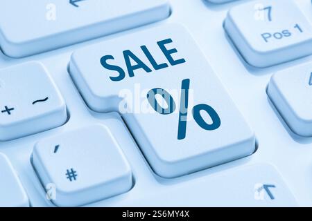 Sale Sale Online Shopping E-commerce shopping Icon Internet Computer Keyboard blue Stock Photo
