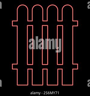 Neon fence red color vector illustration flat style light image. Neon fence red color vector illustration flat style image Stock Vector