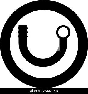 Branch pipe icon in circle round black color vector illustration solid outline style simple image. Branch pipe icon in circle round black color vector illustration solid outline style image Stock Vector