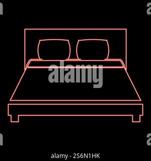 Neon bed red color vector illustration flat style light image. Neon bed red color vector illustration flat style image Stock Vector